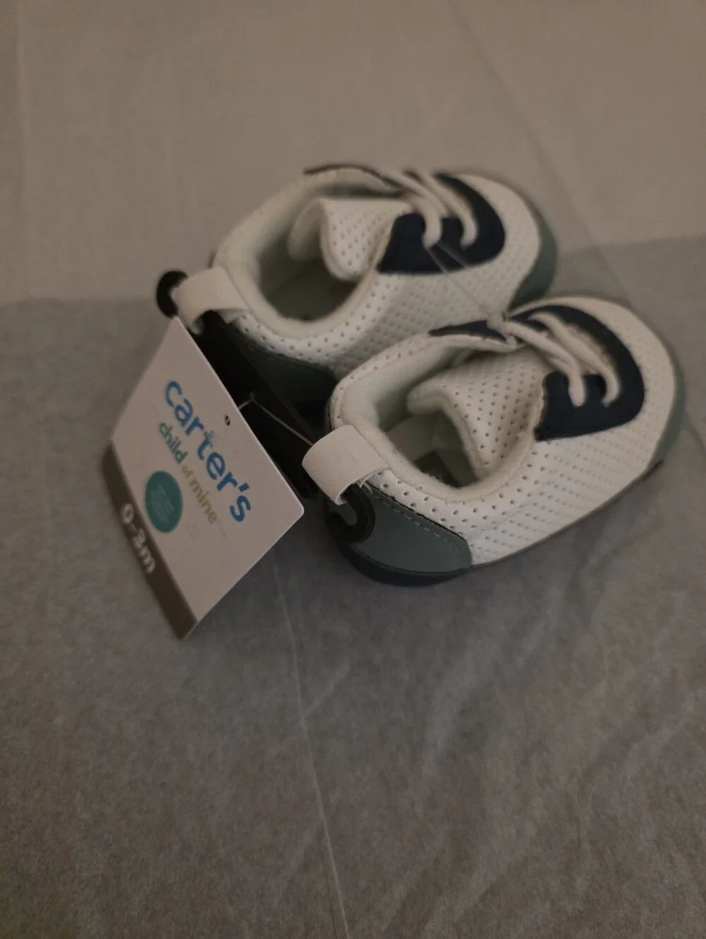 White and Navy Kids Casual Sneakers